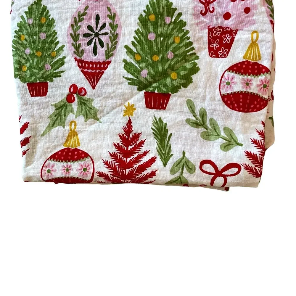 Envogue Christmas Shower Curtain 72x72 Holiday Holly Berry Bow Ornament NEW